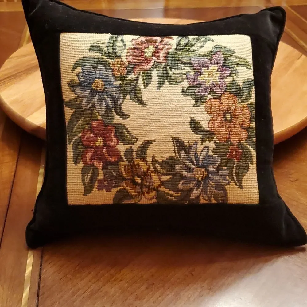 Small embroidered Velvet decorative pillow